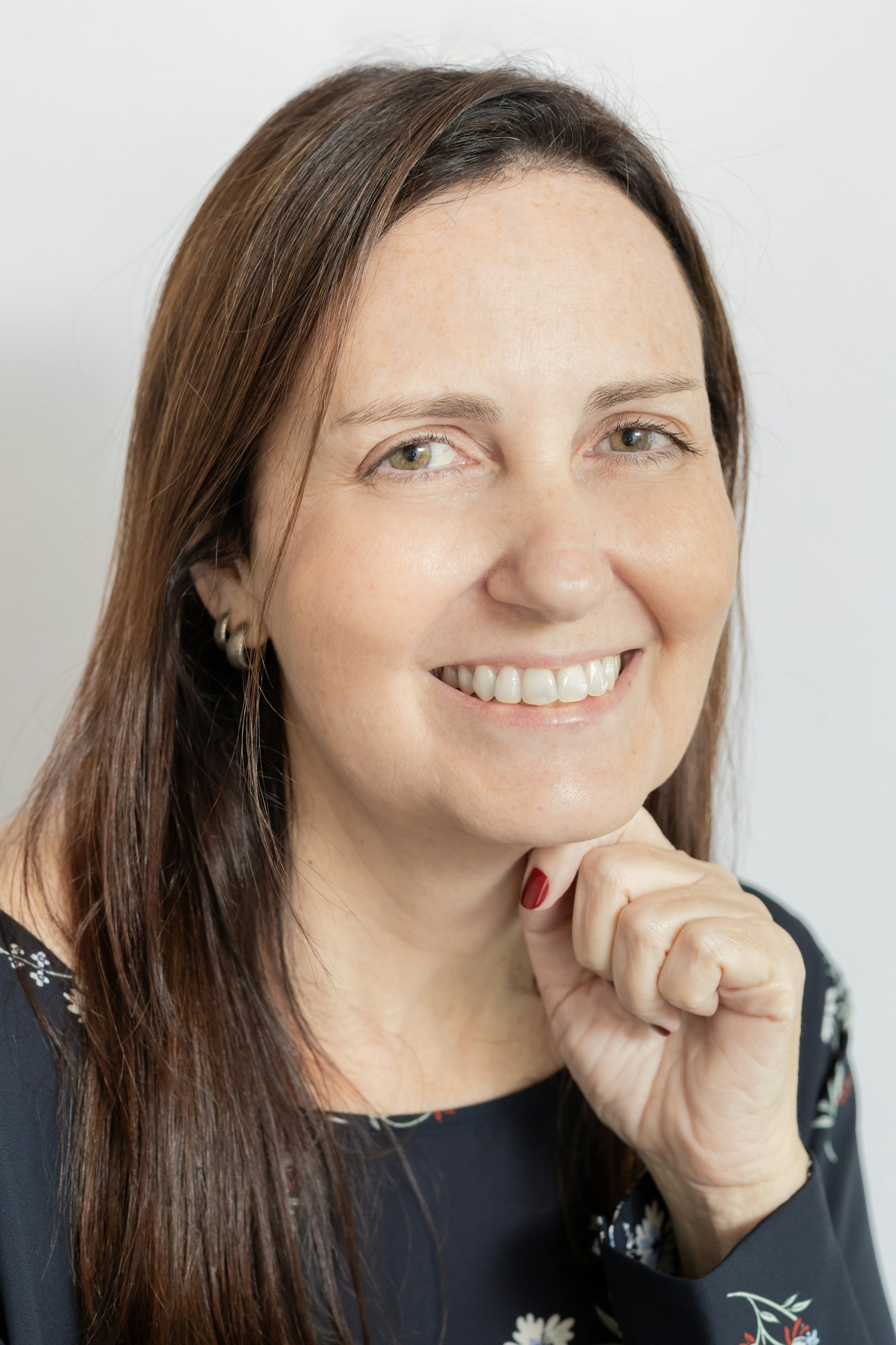 Smiling woman in her forties